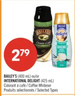 Pharmaprix BAILEY'S (400 mL) or INTERNATIONAL DELIGHT (425 mL) Coffee Whitener offer