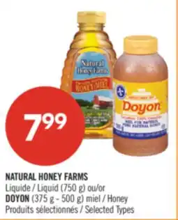 Pharmaprix NATURAL HONEY FARMS Liquid (750 g) or DOYON (375 g - 500 g) Honey offer