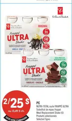 Pharmaprix PC NUTRI-TOTAL or ULTRA SHAKE MEAL REPLACEMENT SHAKE offer