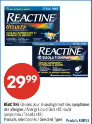 Pharmaprix REACTINE Allergy Liquid Gels (40) or Tablets (48) offer