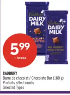 Pharmaprix CADBURY Chocolate Bar offer