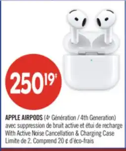 Pharmaprix APPLE AIRPODS ( 4th Generation) With Active Noise Cancellation & Charging Case offer