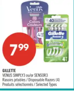 Pharmaprix GILLETTE VENUS SIMPLY3 or SENSOR3 Disposable Razors (4) offer