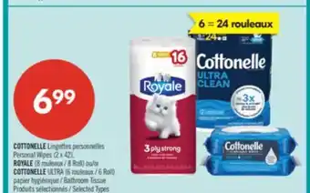 Pharmaprix COTTONELLE Personal Wipes (2x42), ROYALE (8 Roll) or COTTONELLE ULTRA (16 Roll) offer