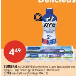 Pharmaprix BURNBRAE Omega 3, Large Brown Eggs (1 Dozen) or JOYYA Ultrafiltered Milk (1 L) offer