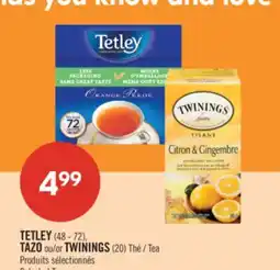 Pharmaprix TETLEY (48 - 72), TAZO or TWININGS (20) Tea offer