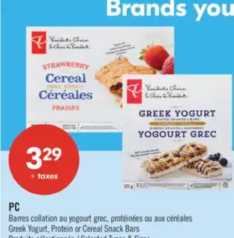 Pharmaprix PC Greek Yogurt, Protein or Cereal Snack Bars offer