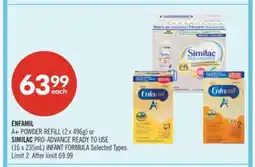 Shoppers Drug Mart ENFAMIL A+POWDER REFILL (2 x 496g) or SIMILAC PRO-ADVANCE READY TO USE (16 x 235mL)INFANT FORMULA offer