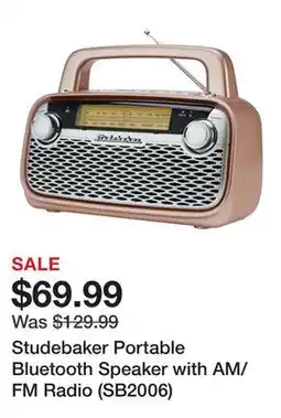 TSC Stores Studebaker Portable Bluetooth Speaker with AM/FM Radio (SB2006) offer