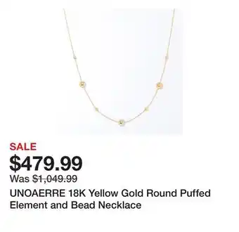 TSC Stores UNOAERRE 18K Yellow Gold Round Puffed Element and Bead Necklace offer