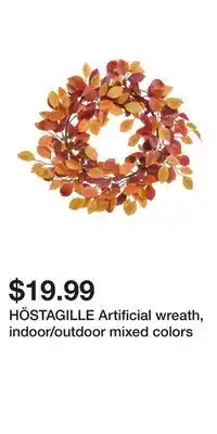 IKEA HÖSTAGILLE Artificial wreath, indoor/outdoor mixed colors offer