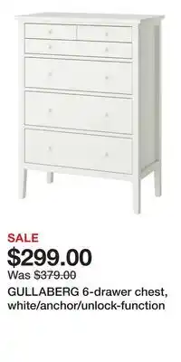 IKEA GULLABERG 6-drawer chest, white/anchor/unlock-function offer