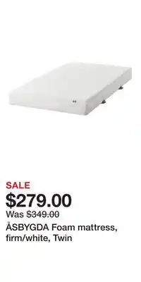 IKEA ÅSBYGDA Foam mattress, firm/white, Twin offer