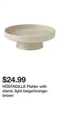 IKEA HÖSTAGILLE Platter with stand, light beige/orange-brown offer