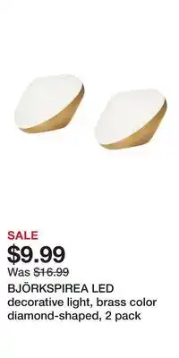 IKEA BJÖRKSPIREA LED decorative light, brass color diamond-shaped, 2 pack offer