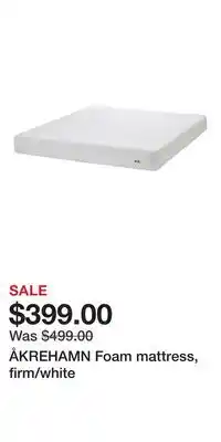 IKEA ÅKREHAMN Foam mattress, firm/white offer