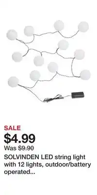 IKEA SOLVINDEN LED string light with 12 lights, outdoor/battery operated white offer