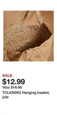 IKEA TOLKNING Hanging basket, jute offer