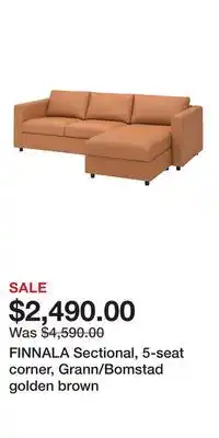 IKEA FINNALA Sectional, 5-seat corner, Grann/Bomstad golden brown offer
