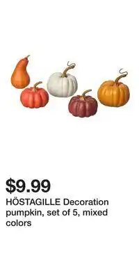 IKEA HÖSTAGILLE Decoration pumpkin, set of 5, mixed colors offer