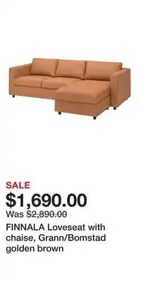 IKEA FINNALA Loveseat with chaise, Grann/Bomstad golden brown offer