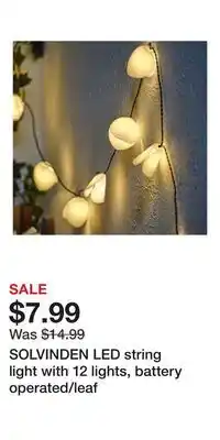 IKEA SOLVINDEN LED string light with 12 lights, battery operated/leaf offer