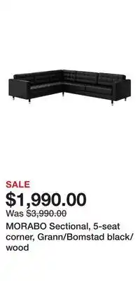 IKEA MORABO Sectional, 5-seat corner, Grann/Bomstad black/wood offer