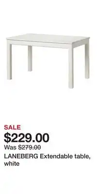 IKEA LANEBERG Extendable table, white offer