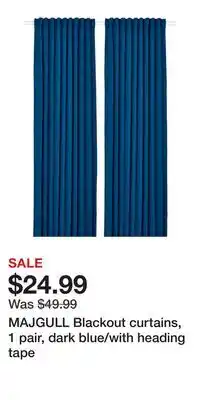 IKEA MAJGULL Blackout curtains, 1 pair, dark blue/with heading tape offer