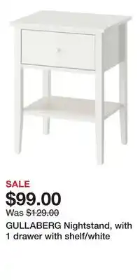 IKEA GULLABERG Nightstand, with 1 drawer with shelf/white offer