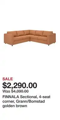 IKEA FINNALA Sectional, 4-seat corner, Grann/Bomstad golden brown offer