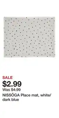 IKEA NISSÖGA Place mat, white/dark blue offer