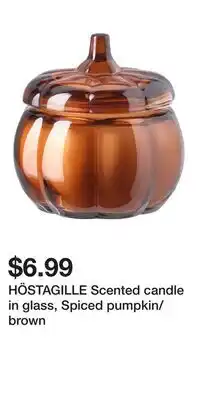 IKEA HÖSTAGILLE Scented candle in glass, Spiced pumpkin/brown offer