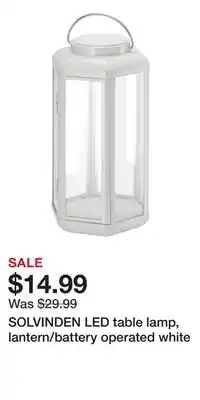 IKEA SOLVINDEN LED table lamp, lantern/battery operated white offer