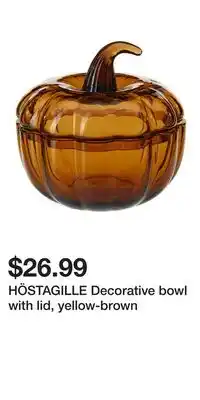 IKEA HÖSTAGILLE Decorative bowl with lid, yellow-brown offer