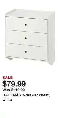 IKEA RACKNÄS 3-drawer chest, white offer