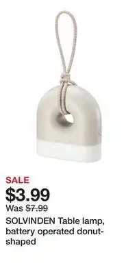 IKEA SOLVINDEN Table lamp, battery operated donut-shaped offer