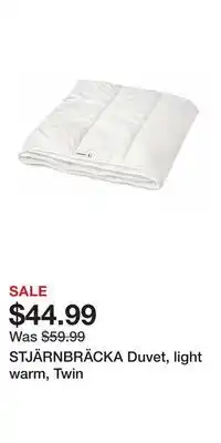 IKEA STJÄRNBRÄCKA Duvet, light warm, Twin offer
