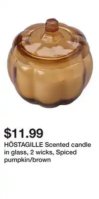 IKEA HÖSTAGILLE Scented candle in glass, 2 wicks, Spiced pumpkin/brown offer