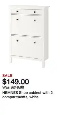 IKEA HEMNES Shoe cabinet with 2 compartments, white offer