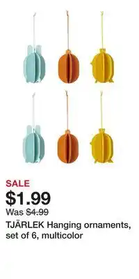 IKEA TJÄRLEK Hanging ornaments, set of 6, multicolor offer