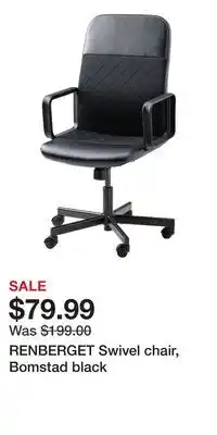 IKEA RENBERGET Swivel chair, Bomstad black offer