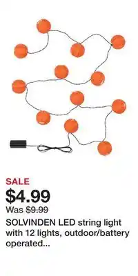 IKEA SOLVINDEN LED string light with 12 lights, outdoor/battery operated orange offer