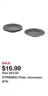 IKEA STRIMMIG Plate, stoneware gray offer