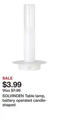 IKEA SOLVINDEN Table lamp, battery operated candle-shaped offer