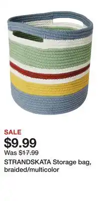 IKEA STRANDSKATA Storage bag, braided/multicolor offer