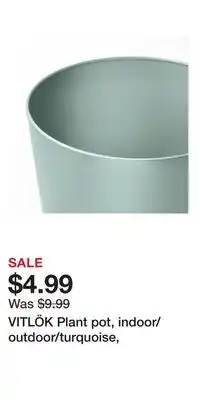IKEA VITLÖK Plant pot, indoor/outdoor/turquoise offer
