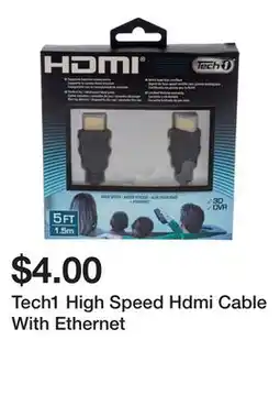 Dollarama Tech1 High Speed Hdmi Cable With Ethernet offer