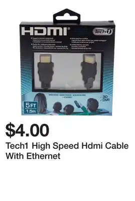 Dollarama Tech1 High Speed Hdmi Cable With Ethernet offer