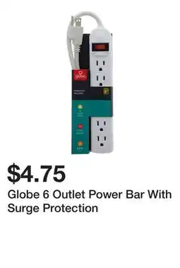 Dollarama Globe 6 Outlet Power Bar With Surge Protection offer